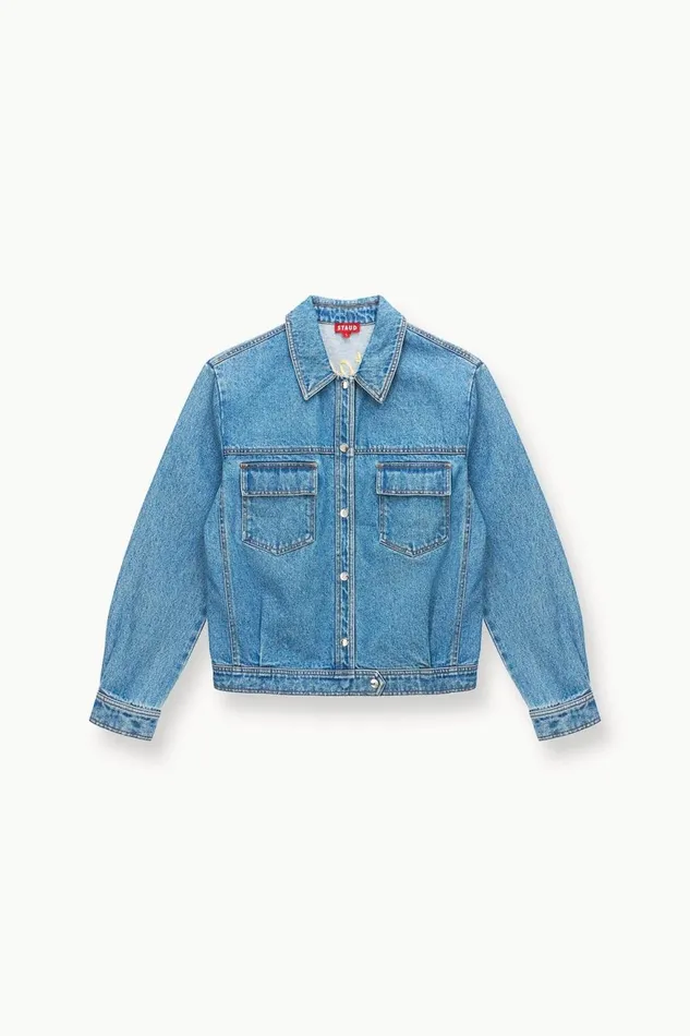 Women STAUD Outerwear and Jackets CUSTOM STAUD X CBONZ OVERSIZED RYAN DENIM JACKET MEDIUM WASH