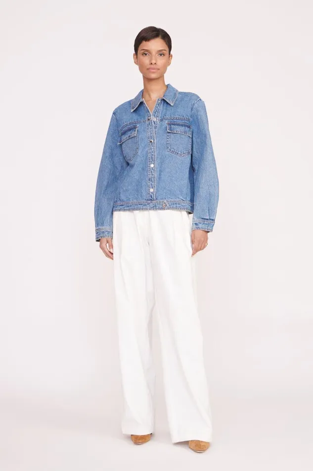 Women STAUD Outerwear and Jackets CUSTOM STAUD X CBONZ OVERSIZED RYAN DENIM JACKET MEDIUM WASH