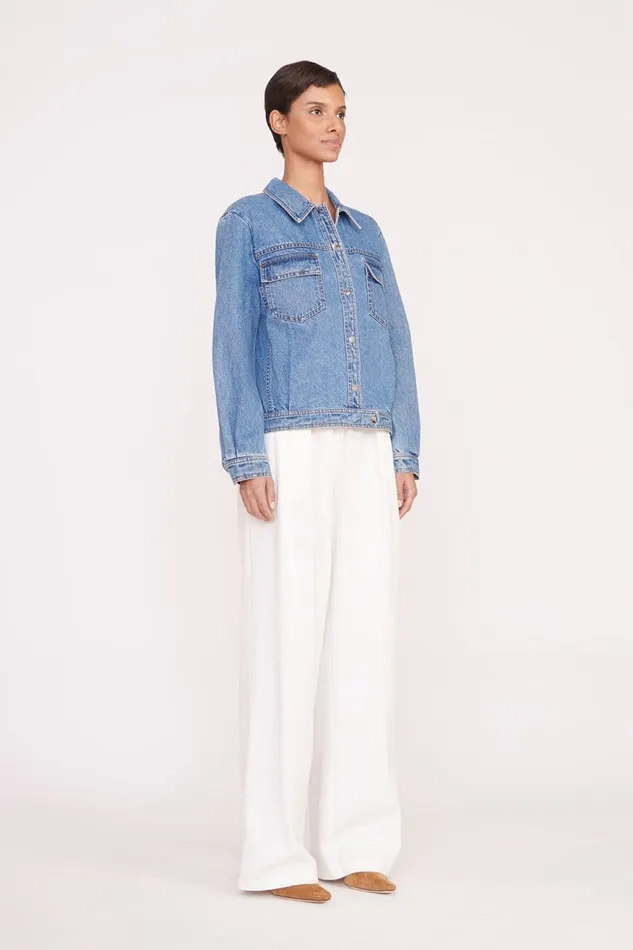 Women STAUD Outerwear and Jackets CUSTOM STAUD X CBONZ OVERSIZED RYAN DENIM JACKET MEDIUM WASH