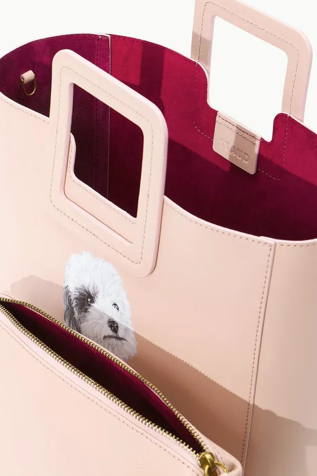 Women STAUD Pet Handbags CUSTOM SHIRLEY LEATHER BAG BLUSH