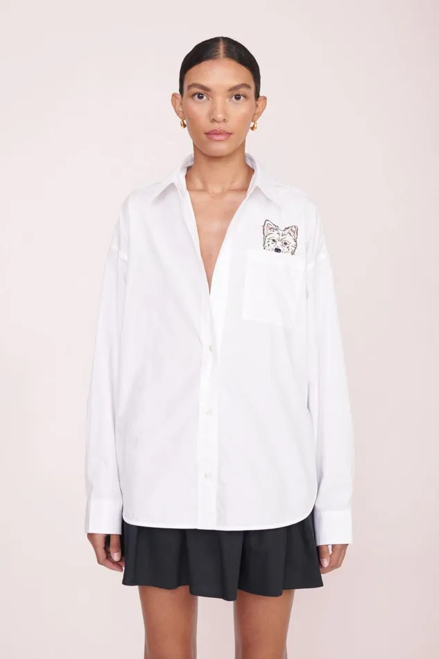 Women STAUD Pet Ready To Wear CUSTOM STAUD X CBONZ CLASSIC OVERSIZED SHIRT WHITE Women STAUD Pet Ready To Wear CUSTOM STAUD X CBONZ CLASSIC OVERSIZED SHIRT WHITE