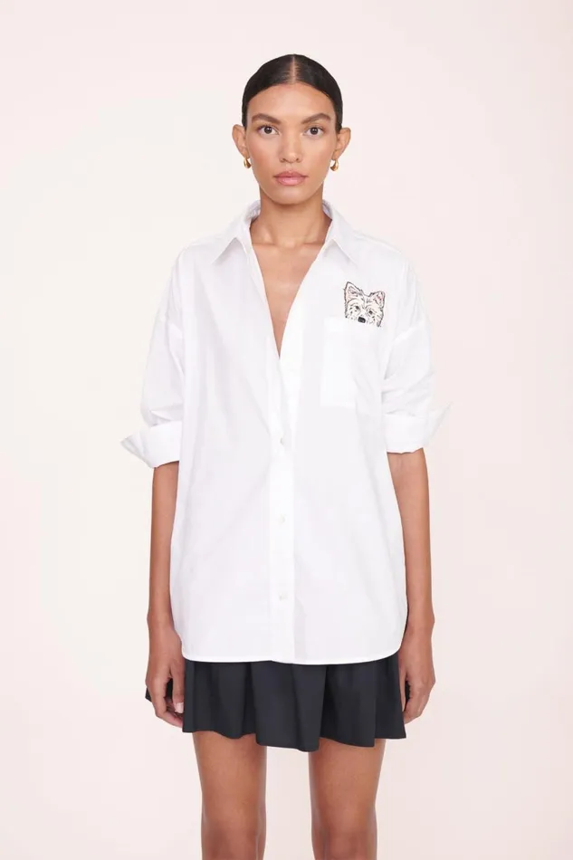 Women STAUD Pet Ready To Wear CUSTOM STAUD X CBONZ CLASSIC OVERSIZED SHIRT WHITE