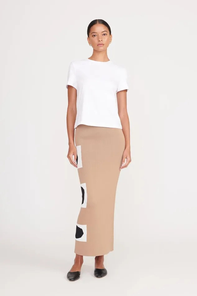 Women STAUD Skirts KARINA SKIRT CAMEL GEOSCAPE