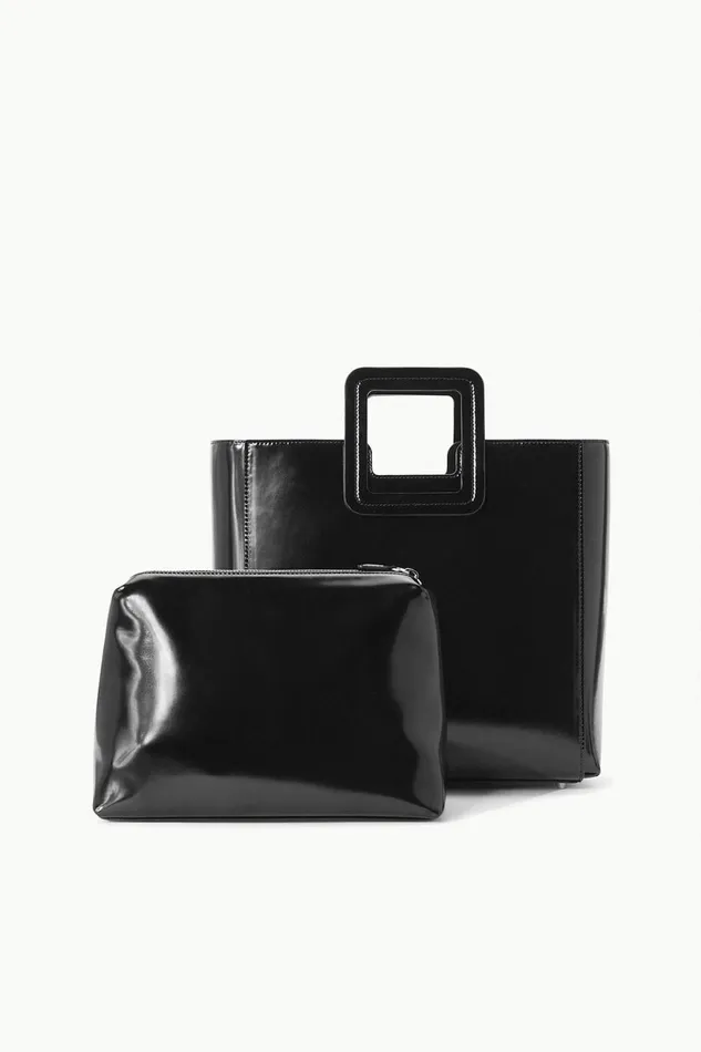 Women STAUD Totes SHIRLEY LEATHER BAG BLACK POLISHED Women STAUD Totes SHIRLEY LEATHER BAG BLACK POLISHED