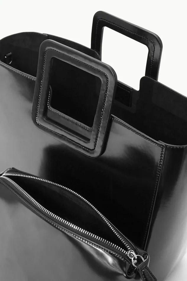 Women STAUD Totes SHIRLEY LEATHER BAG BLACK POLISHED Women STAUD Totes SHIRLEY LEATHER BAG BLACK POLISHED