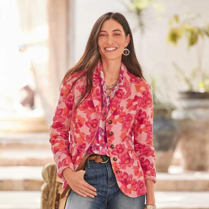 Women Sunrise Bloom Blazer Petite Coral Sundance Catalog Petite Styles