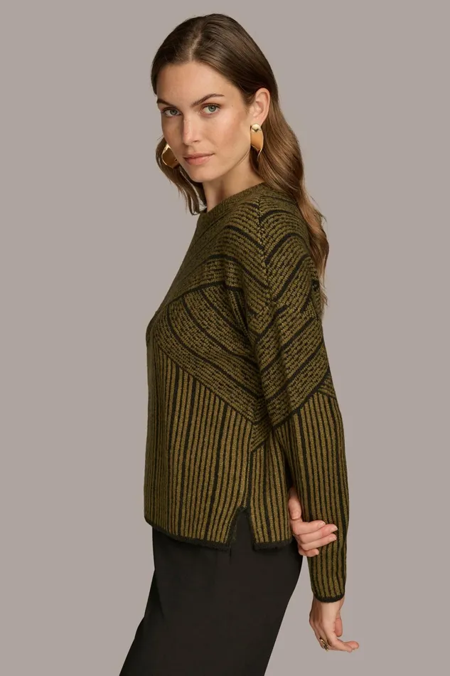 Women Sweaters And Tops Donna Karan CREW NECK WITH CRISS CROSS DETAIL Brown Multi