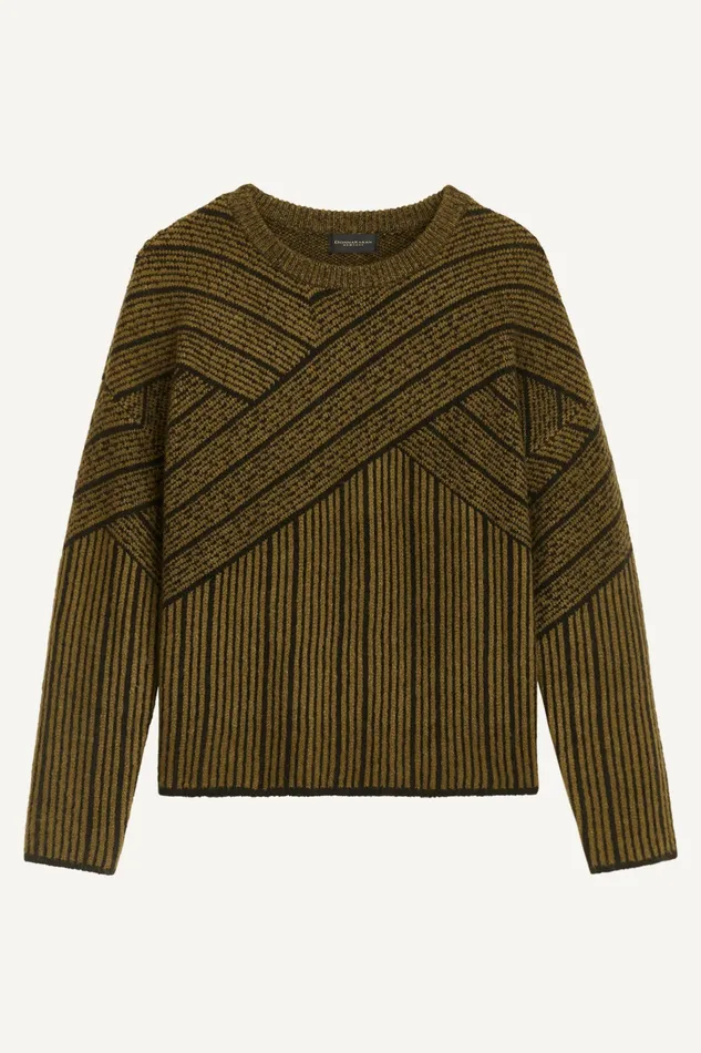 Women Sweaters And Tops Donna Karan CREW NECK WITH CRISS CROSS DETAIL Brown Multi
