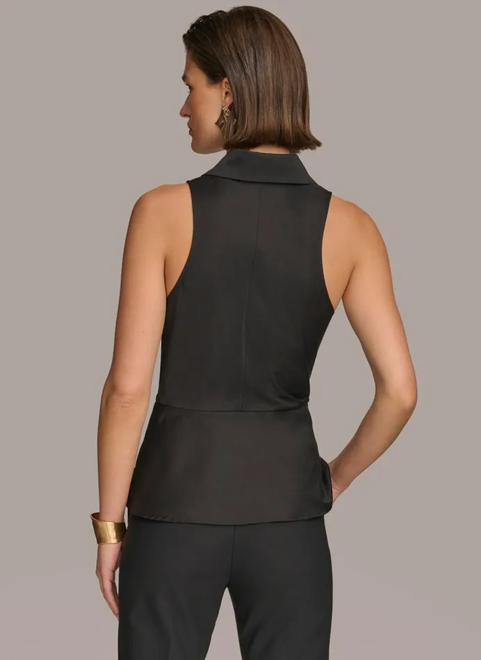 Women Sweaters And Tops Donna Karan GOLD HARDWARE KNOT TOP Black