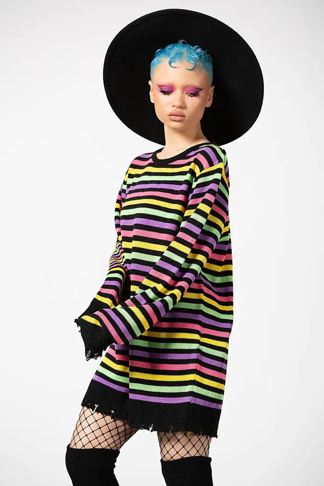 Women Sweaters Killstar Rainbow Warrior Knit Sweater