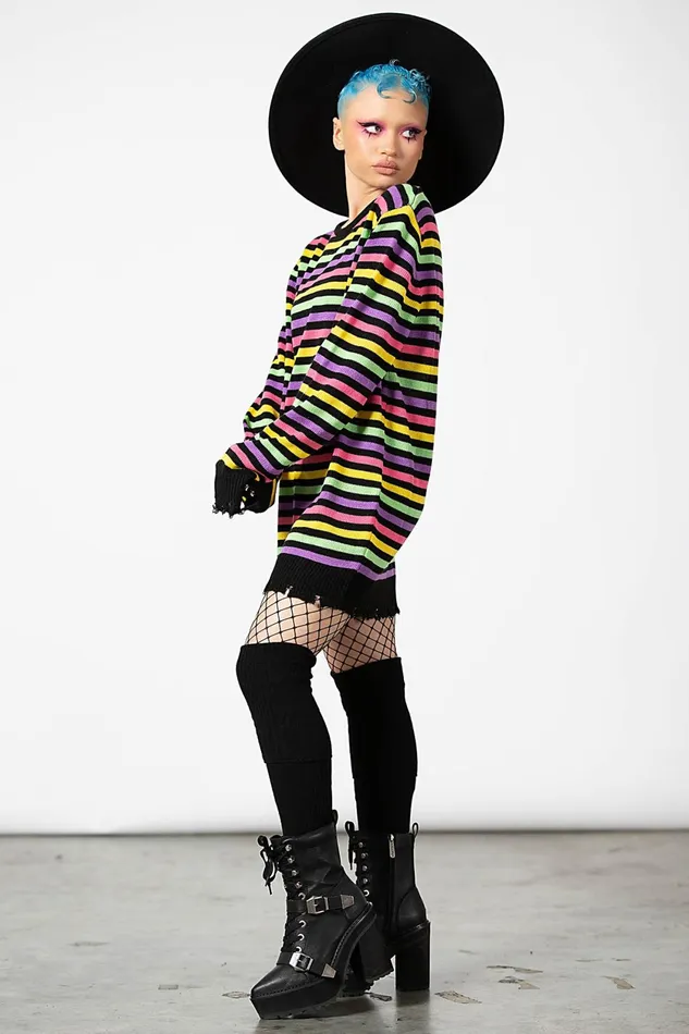 Women Sweaters Killstar Rainbow Warrior Knit Sweater