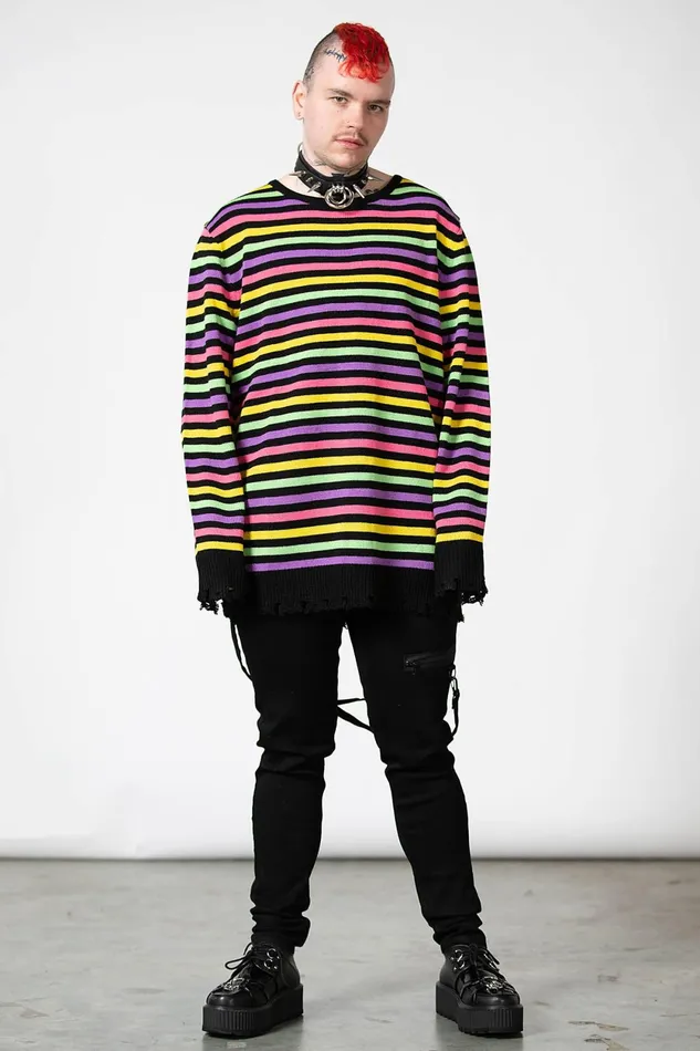 Women Sweaters Killstar Rainbow Warrior Knit Sweater