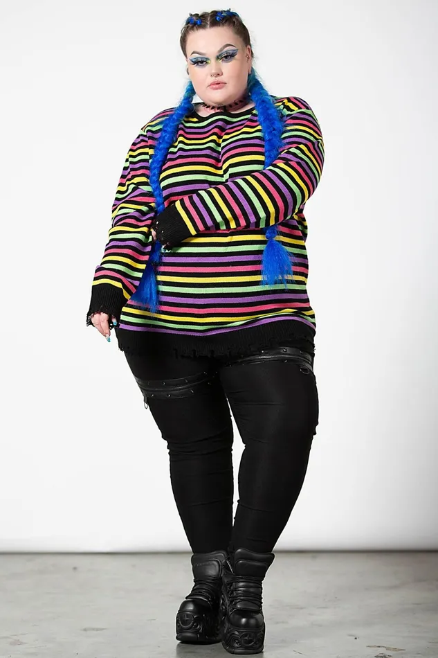 Women Sweaters Killstar Rainbow Warrior Knit Sweater