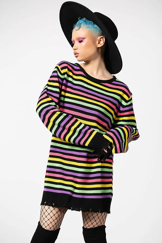 Women Sweaters Killstar Rainbow Warrior Knit Sweater