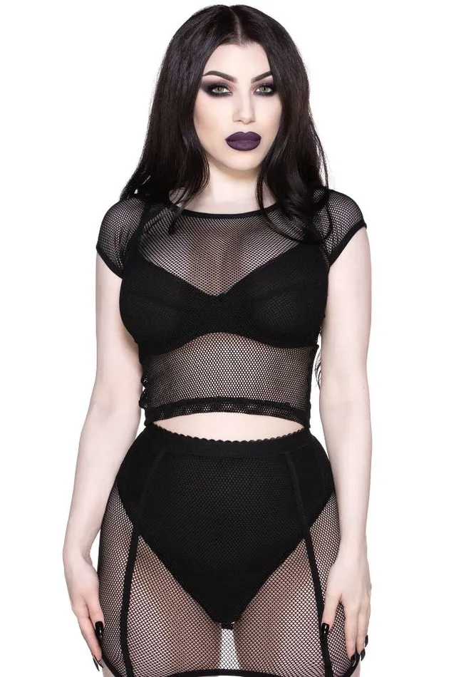 Women TShirts and Vests Killstar Wildchild Fishnet Top B