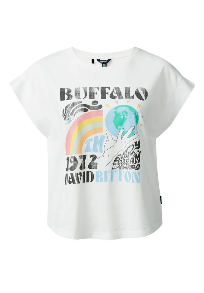 Women Tessa White CapSleeve Womens TShirt White Buffalo David Bitton Tops and Tees
