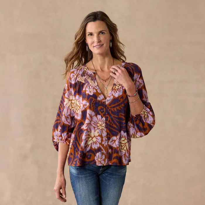 Women Tonya Tapestry Top Rust Multi Sundance Catalog Tops Women Tonya Tapestry Top Rust Multi Sundance Catalog Tops