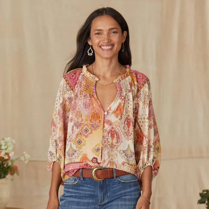 Women Tonya Tapestry Top Rust Multi Sundance Catalog Tops Women Tonya Tapestry Top Rust Multi Sundance Catalog Tops