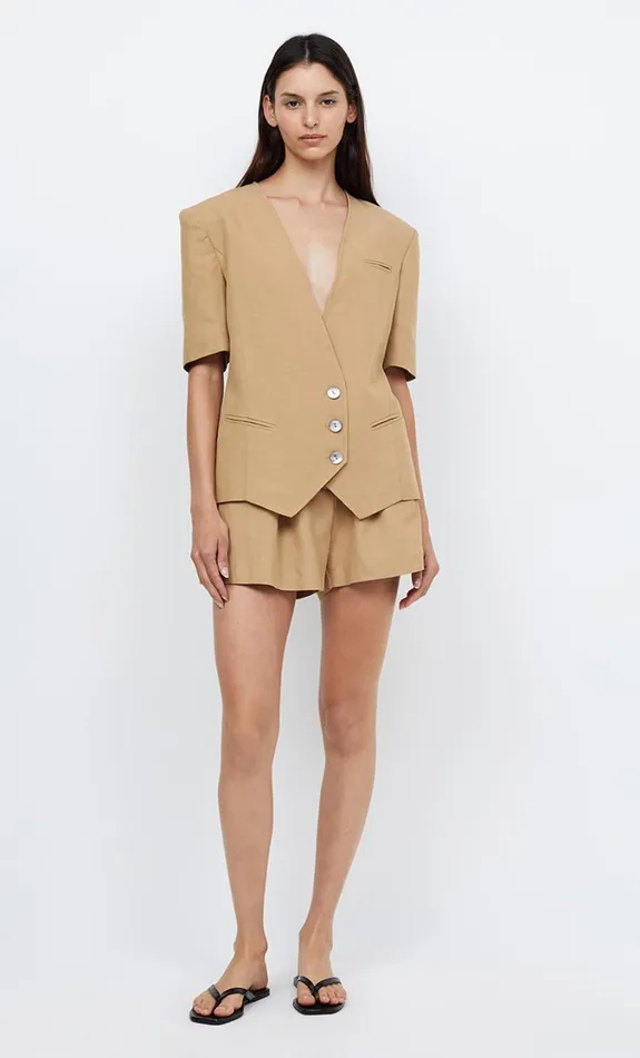 Women Tops Bec Bridge COASTLINER SHORT SLEEVE BLAZER Tan