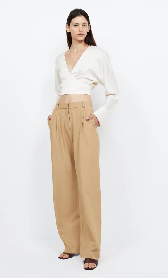 Women Tops Bec Bridge KAIA WRAP LONG SLEEVE BLOUSE Ivory