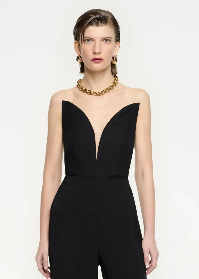 Women Tops Roland Mouret Strapless Wool Silk Top
