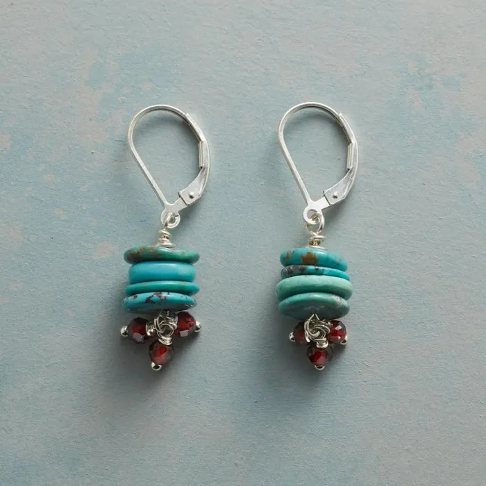 Women Turquoise And Garnet Earrings Sundance Catalog Earrings