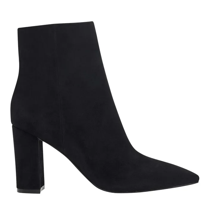 Women Ulani Heeled Bootie Black Suede Marc Fisher Booties