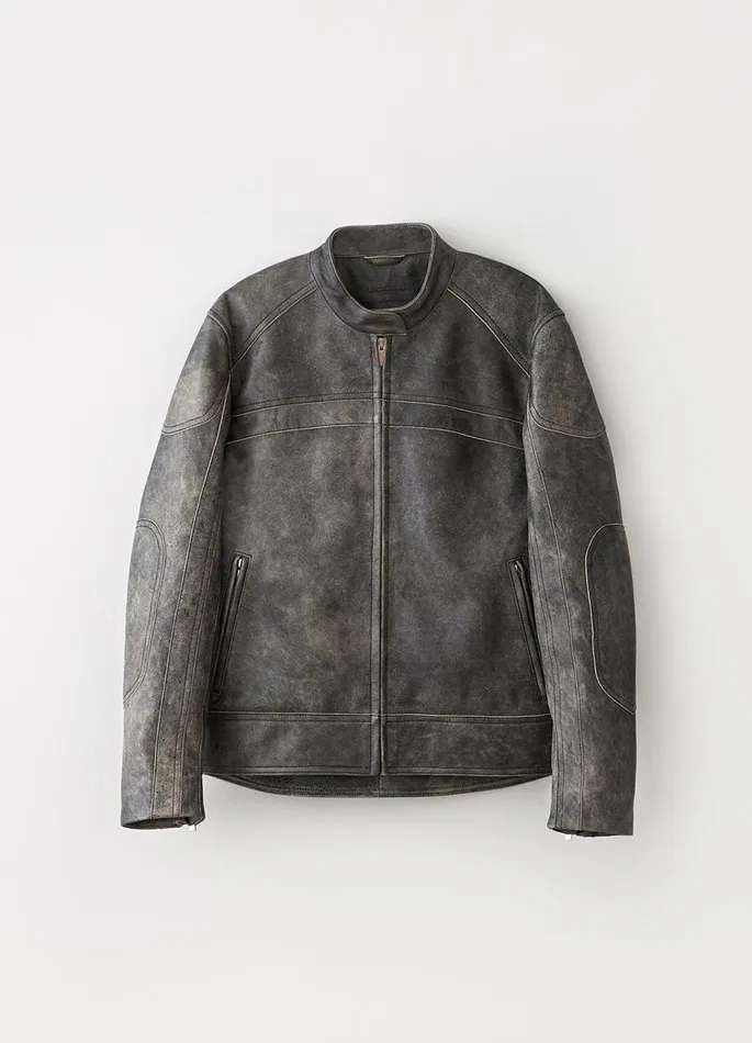 Women Vagabond Leather Garments MOTO JACKET Dark Grey Texture Leather
