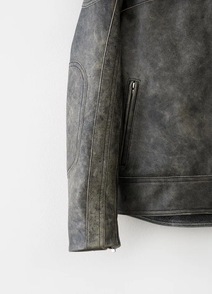 Women Vagabond Leather Garments MOTO JACKET Dark Grey Texture Leather
