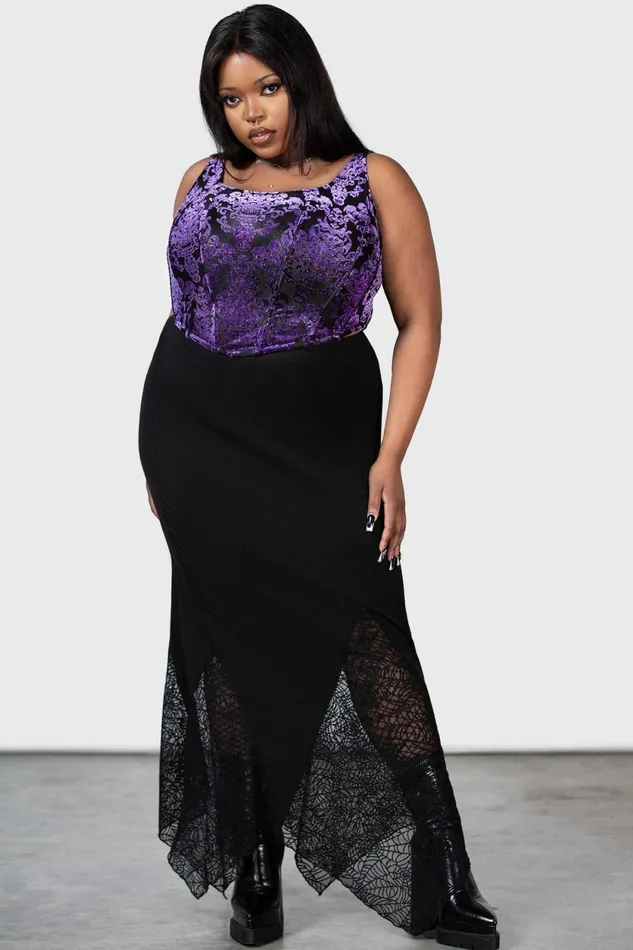 Women Velvet Killstar Snarl Corset Top PURPLE