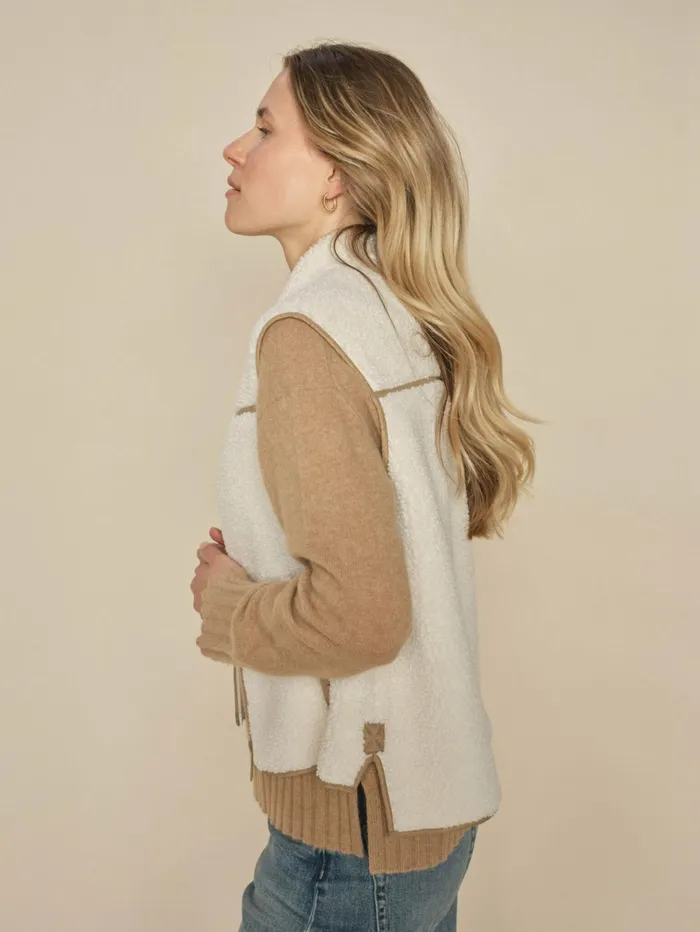 Women Waistcoats MOS MOSH MMRowe Teddy Waistcoat Ecru