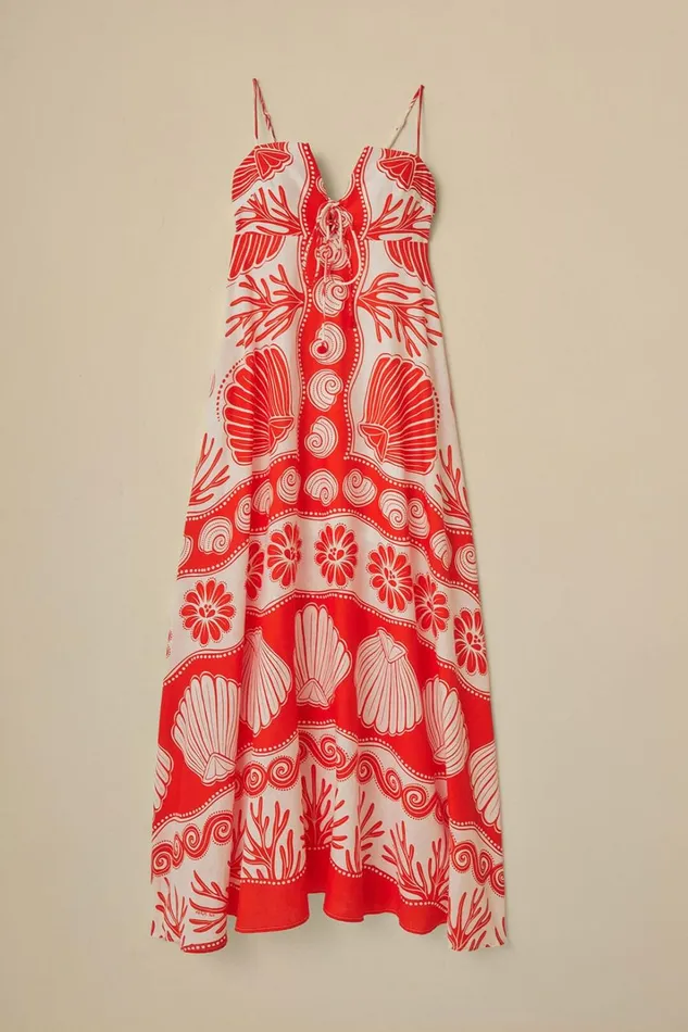 Women White Ainika Shell LENZING ECOVERO Euroflax Maxi Dress Ainika Shell White FARM Rio Maxi Dresses