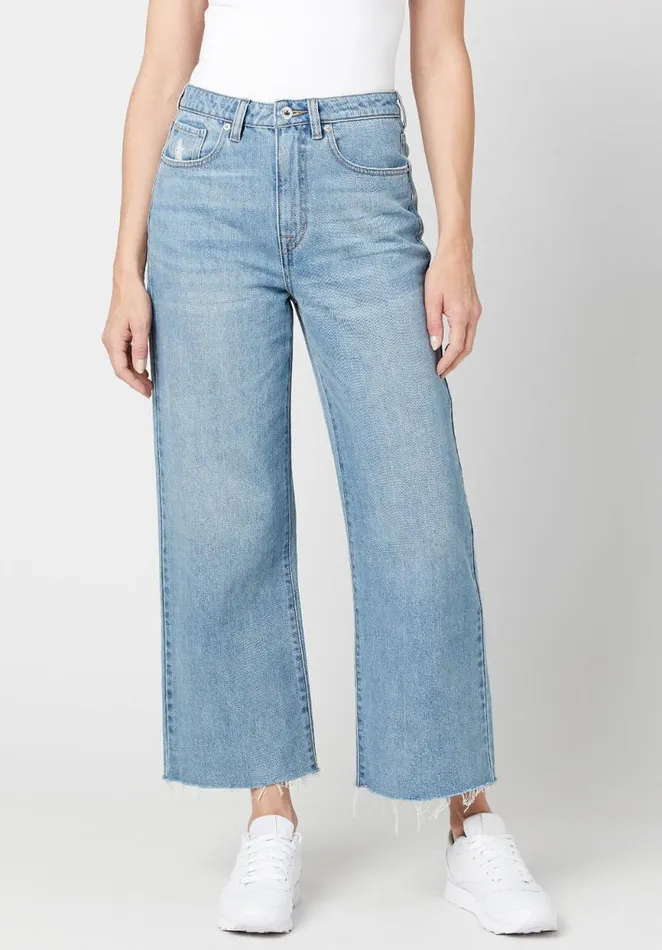 Women Wide Leg Cropped Addisson Jeans Indigo Buffalo David Bitton Wide and Balloon Leg Women Wide Leg Cropped Addisson Jeans Indigo Buffalo David Bitton Wide and Balloon Leg