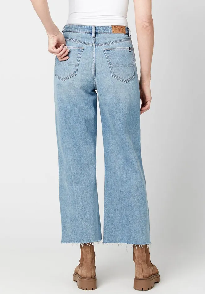 Women Wide Leg Cropped Addisson Jeans Indigo Buffalo David Bitton Wide and Balloon Leg