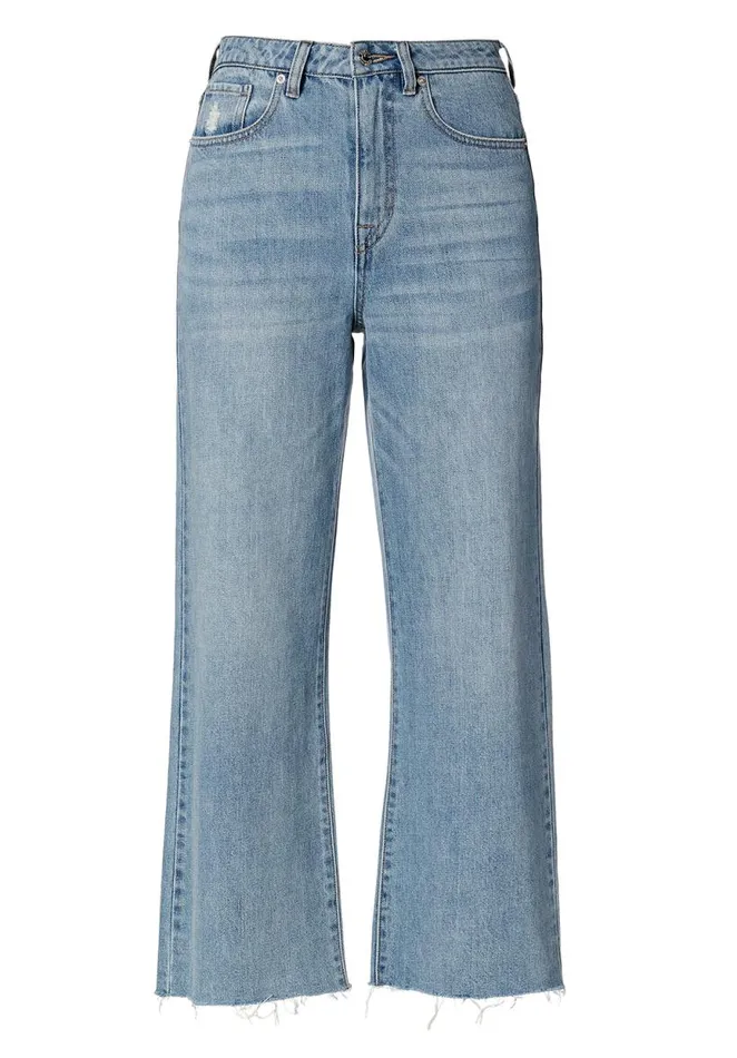 Women Wide Leg Cropped Addisson Jeans Indigo Buffalo David Bitton Wide and Balloon Leg