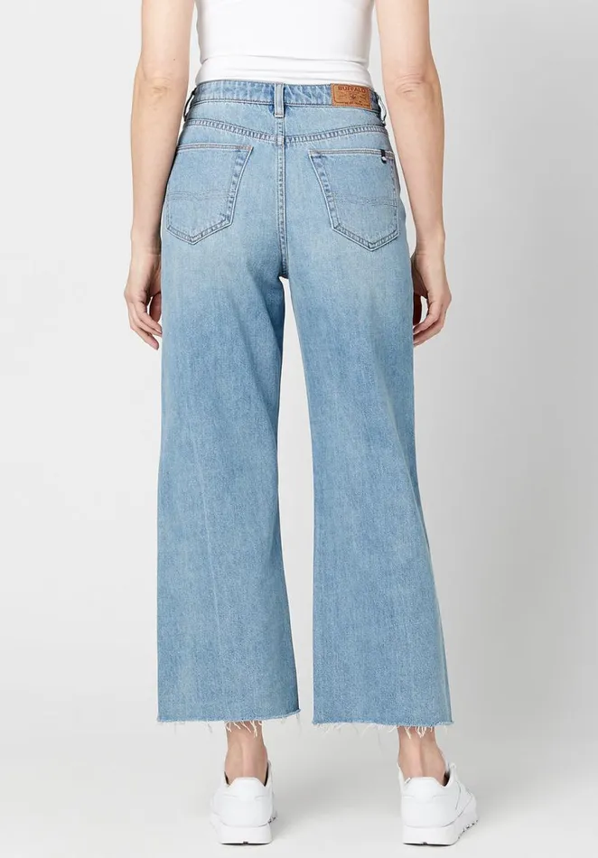 Women Wide Leg Cropped Addisson Jeans Indigo Buffalo David Bitton Wide and Balloon Leg