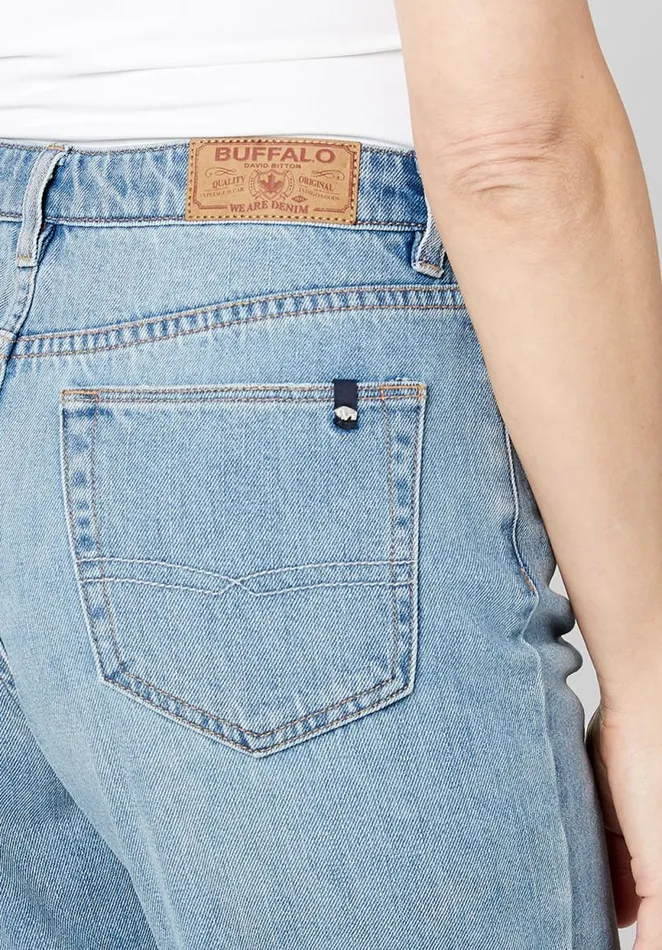 Women Wide Leg Cropped Addisson Jeans Indigo Buffalo David Bitton Wide and Balloon Leg