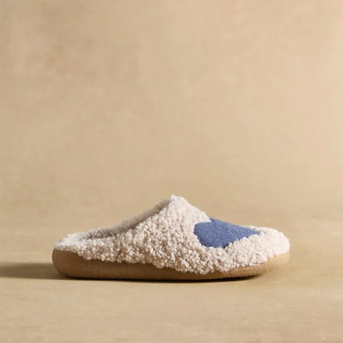 Women Winter Love Slippers Natural Blue Sundance Catalog Slippers and Socks