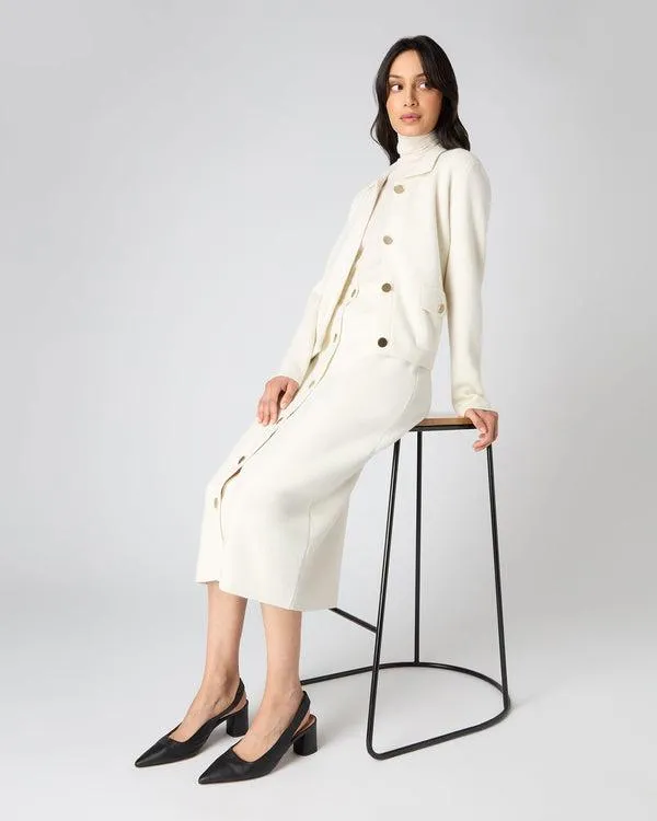 Women Women039s Button Through Cashmere SkirtIn New Ivory White New Ivory White NPeal Dresses and Skirts
