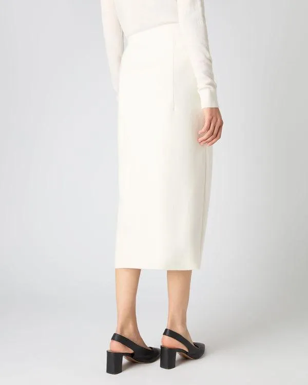 Women Women039s Button Through Cashmere SkirtIn New Ivory White New Ivory White NPeal Dresses and Skirts