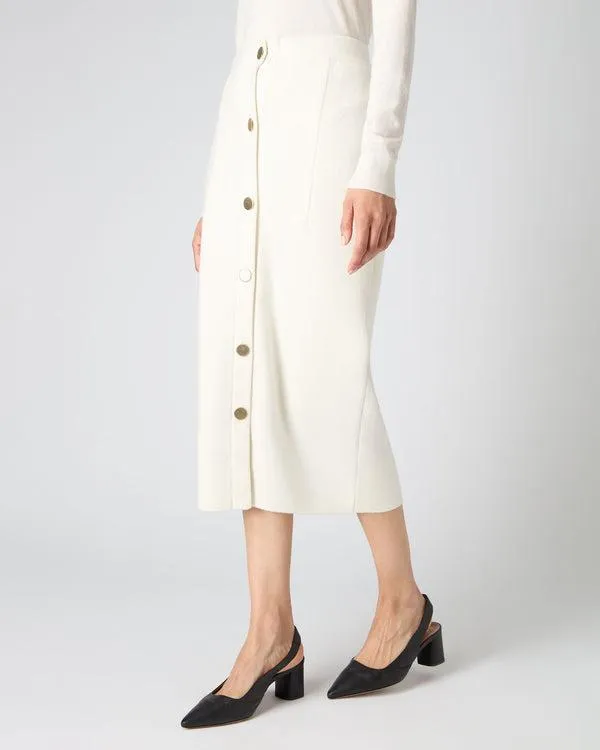 Women Women039s Button Through Cashmere SkirtIn New Ivory White New Ivory White NPeal Dresses and Skirts