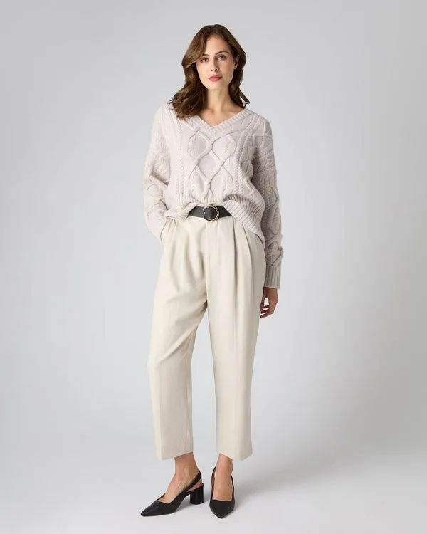 Women Women039s Cable V Neck Cashmere SweaterIn Snow Grey Snow Grey NPeal V Necks