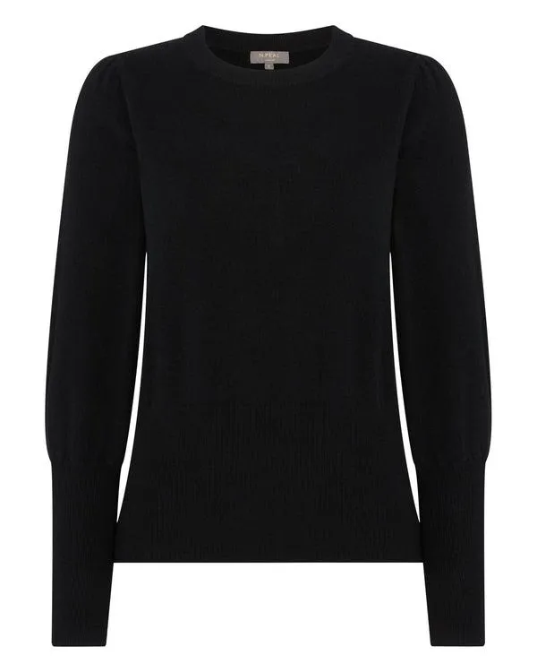 Women Women039s Deep Hem Round Neck Cashmere SweaterIn Black Black NPeal Round Necks