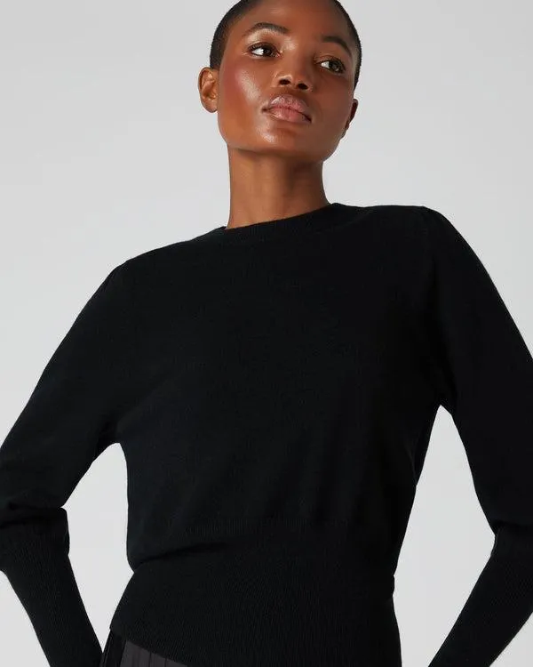 Women Women039s Deep Hem Round Neck Cashmere SweaterIn Black Black NPeal Round Necks