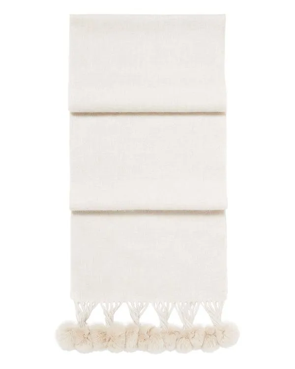 Women Women039s Fur Bobble Woven Cashmere ScarfIn Ecru White Ecru White NPeal Cashmere Scarves Women Women039s Fur Bobble Woven Cashmere ScarfIn Ecru White Ecru White NPeal Cashmere Scarves