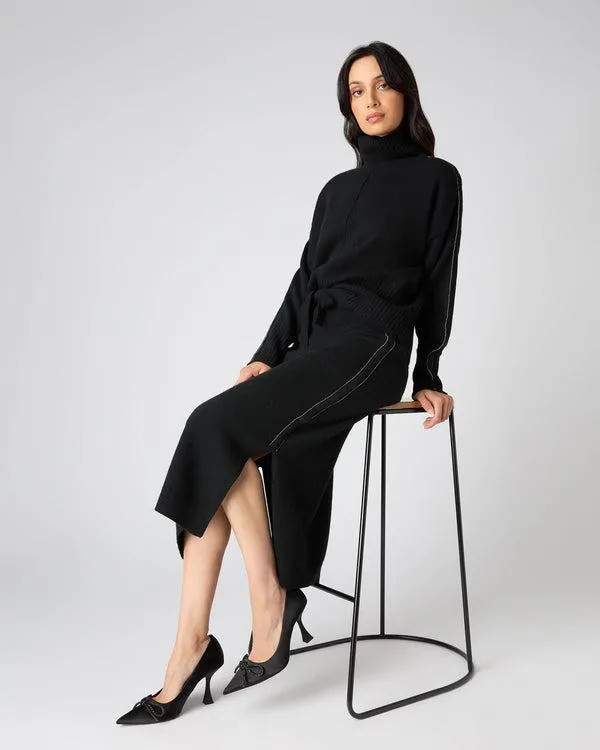 Women Women039s Metal Trim Cashmere SkirtIn Black Black NPeal Dresses and Skirts