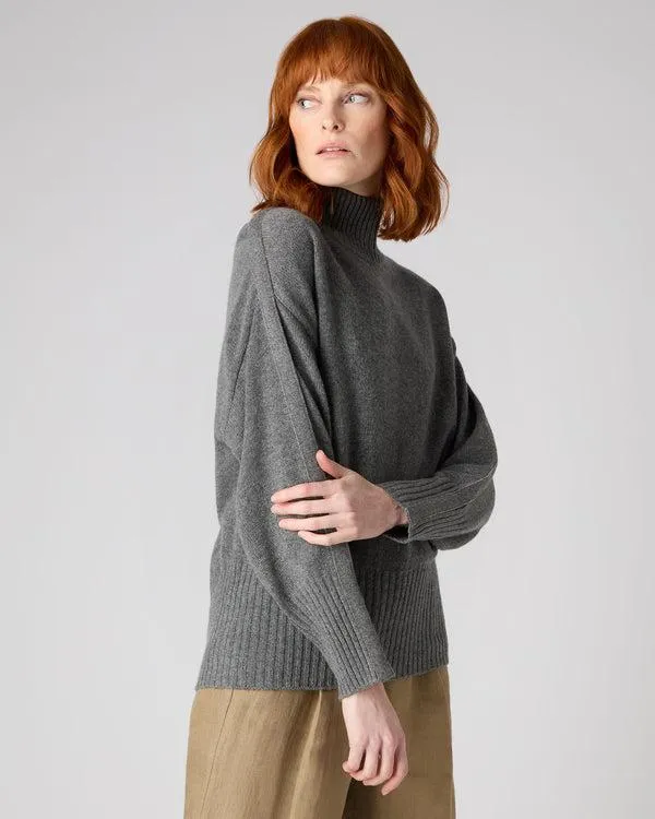 Women Women039s Metal Trim Curved Hem Cashmere SweaterIn Elephant Grey Elephant Grey NPeal Turtle Necks Women Women039s Metal Trim Curved Hem Cashmere SweaterIn Elephant Grey Elephant Grey NPeal Turtle Necks