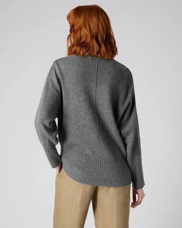 Women Women039s Metal Trim Curved Hem Cashmere SweaterIn Elephant Grey Elephant Grey NPeal Turtle Necks