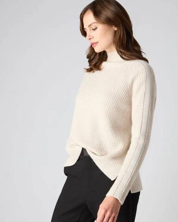 Women Women039s Metal Trim Funnel Neck Cashmere Sweater With LurexIn Ecru White Sparkle Ecru White Sparkle NPeal Turtle Necks Women Women039s Metal Trim Funnel Neck Cashmere Sweater With LurexIn Ecru White Sparkle Ecru White Sparkle NPeal Turtle Necks