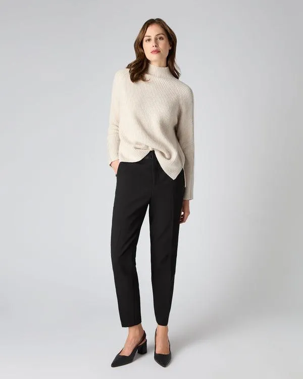 Women Women039s Metal Trim Funnel Neck Cashmere Sweater With LurexIn Ecru White Sparkle Ecru White Sparkle NPeal Turtle Necks
